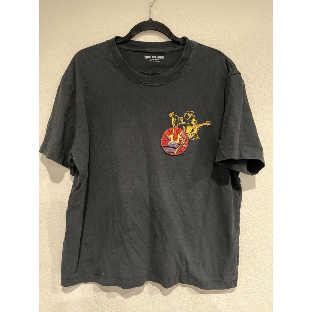 True Religion Men's‎ Patch Black World Tour Tshirt Size XL